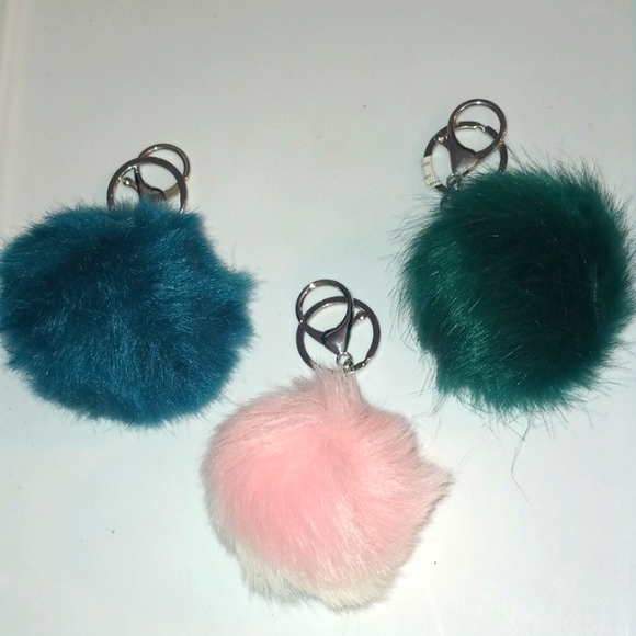 Accessories | Fuzzy Keychain Pink Teal Or Green | Poshmark